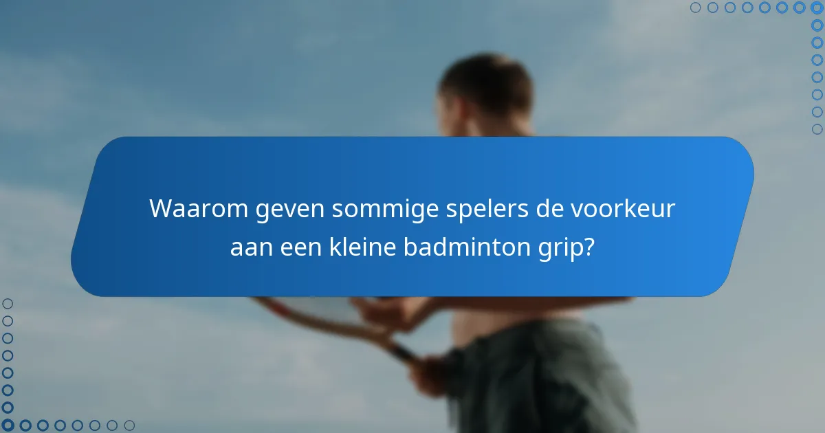 Waarom geven sommige spelers de voorkeur aan een kleine badminton grip?