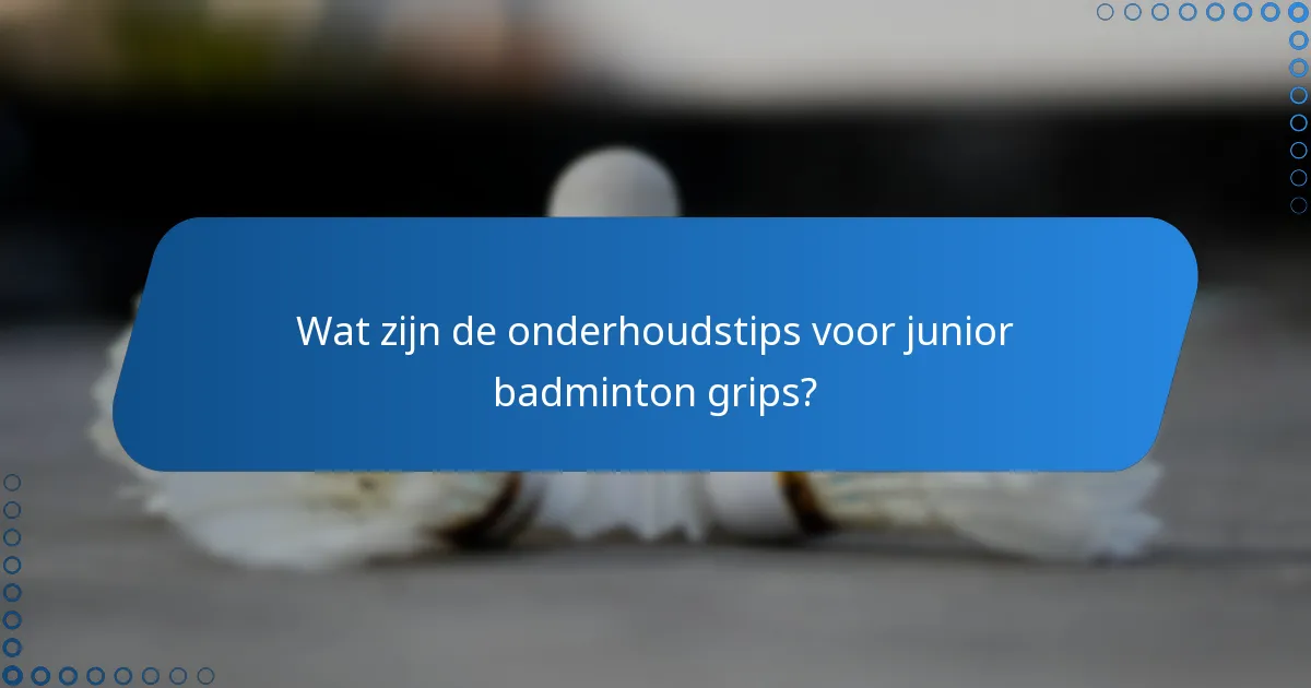 Wat zijn de onderhoudstips voor junior badminton grips?